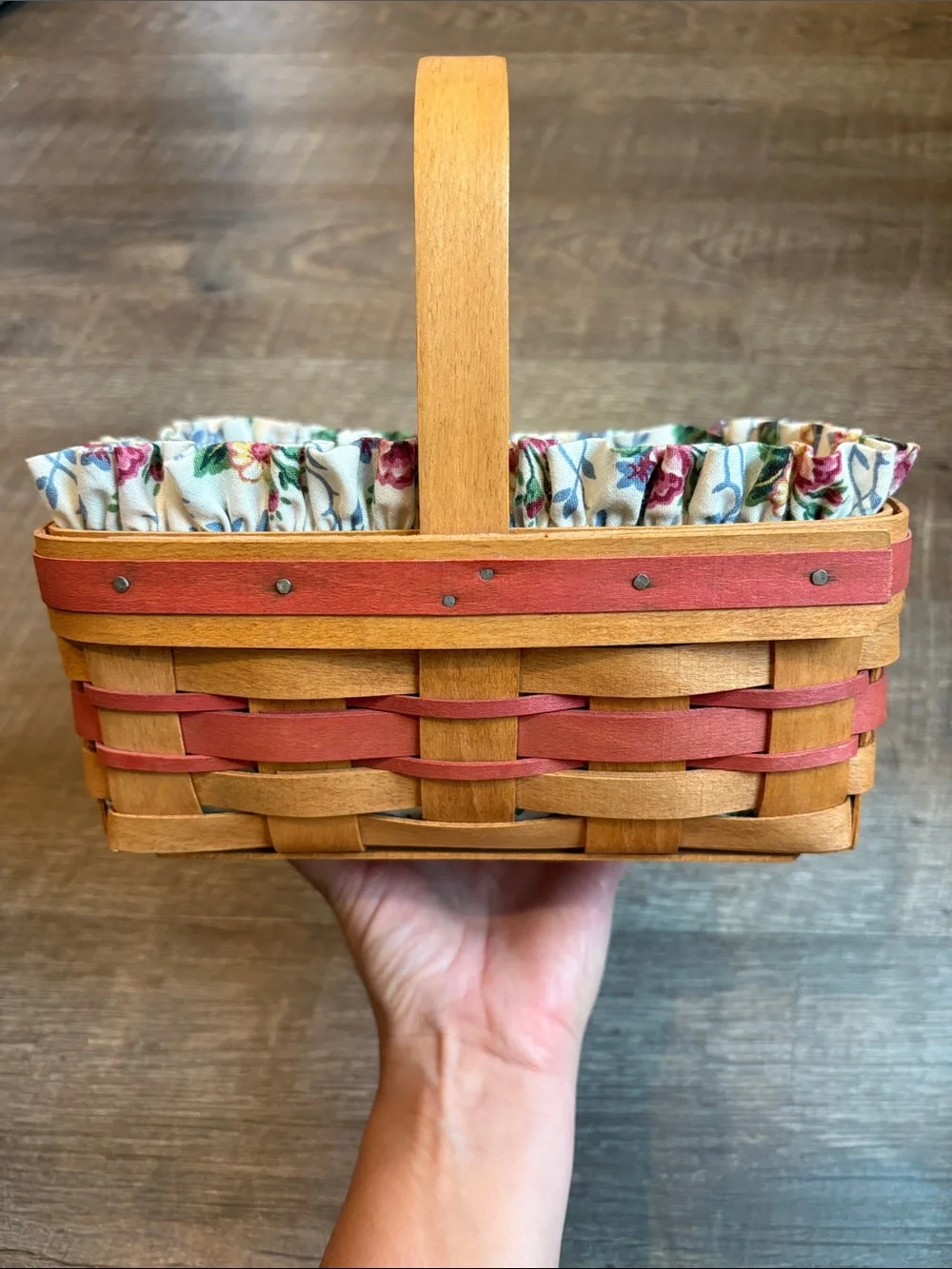 Longaberger Mother's Day Basket Brown 1993 Floral Liner & Protector